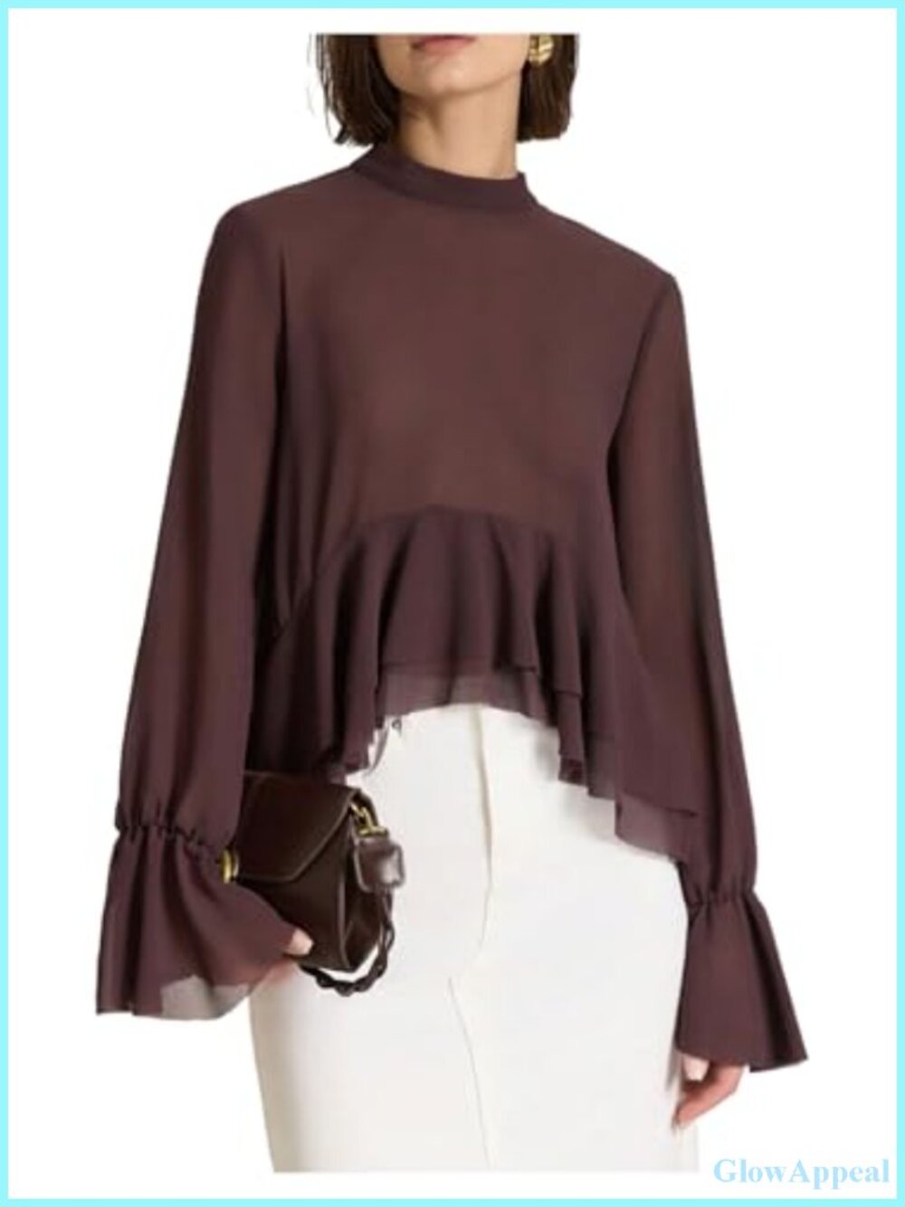 Verdusa Women's Chiffon Blouse Ruffle High Low Long Sleeve Tie Back Top